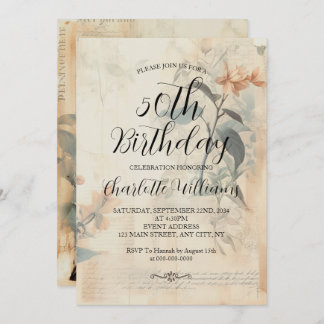 Geburtstag der Vintagen botanischen Frauen Einladung