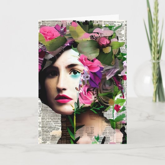 Geburtstag der Vintagen weiblichen Papiertüte Karte (Vorderseite)