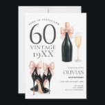 Geburtstag des 60. Champagners Einladung<br><div class="desc">Feiern Sie mit dieser eleganten "Aged to Perfection"-Einladung mit Champagnergläsern,  High Heels und einem gläsernen 60. Geburtstagsthema einen fabelhaften Meilenstein. Ideal für ein glitzerndes,  unvergessliches Party. Vollständig editierbar,  ändern Sie die Sätze,  wenn Sie möchten,  und bearbeiten Sie Ihre persönlichen Daten.</div>