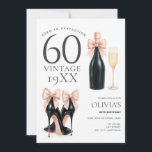 Geburtstag des 60. Champagners Einladung<br><div class="desc">Feiern Sie mit dieser eleganten "Aged to Perfection"-Einladung mit Champagnergläsern,  High Heels und einem gläsernen 60. Geburtstagsthema einen fabelhaften Meilenstein. Ideal für ein glitzerndes,  unvergessliches Party. Vollständig editierbar,  ändern Sie die Sätze,  wenn Sie möchten,  und bearbeiten Sie Ihre persönlichen Daten.</div>