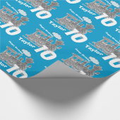 Geburtstag des blauen Graus Loco Zug des Geschenkpapier (Ecke)