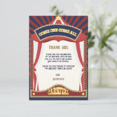 Geburtstag des blauen Retro-Karnevals Dankeskarte (Stehend Vorderseite)