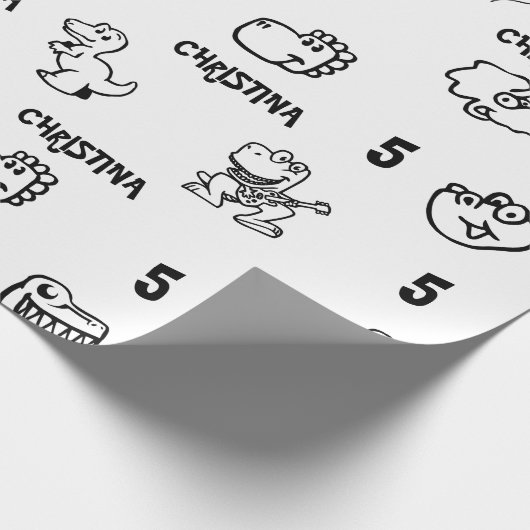 Geburtstag des Dino-Themed Kindes Geschenkpapier (Ecke)