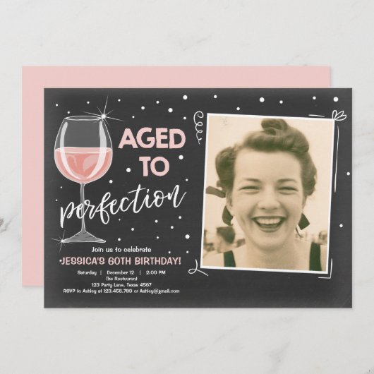 Geburtstag des erwachsenen Weines Einladung (Vorne/Hinten)