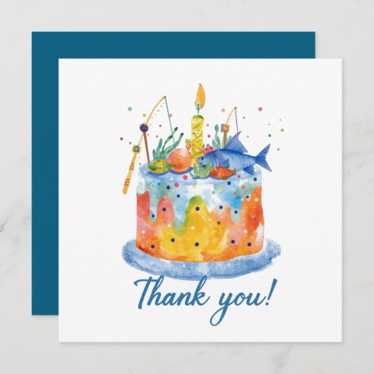 Geburtstag des Fischfangs zum Thema Spaß Dankeskarte (Vorne/Hinten)