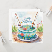 Geburtstag des Fischfangs zum Thema Spaß Karte (Vorderseite/Rückseite Beispiel)