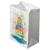 Geburtstag des Fischfangs zum Thema Spaß Mittlere Geschenktüte (Vorderseite Schrägansicht)