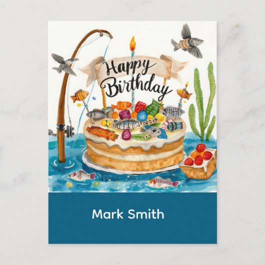 Geburtstag des Fischfangs zum Thema Spaß Postkarte (Vorderseite)