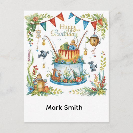 Geburtstag des Fischfangs zum Thema Spaß Postkarte (Vorderseite)