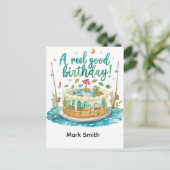 Geburtstag des Fischfangs zum Thema Spaß Postkarte (Stehend Vorderseite)