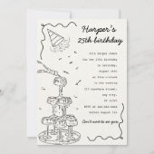 Geburtstag des handgezeichnet Champagnerturms Einladung (Vorderseite)