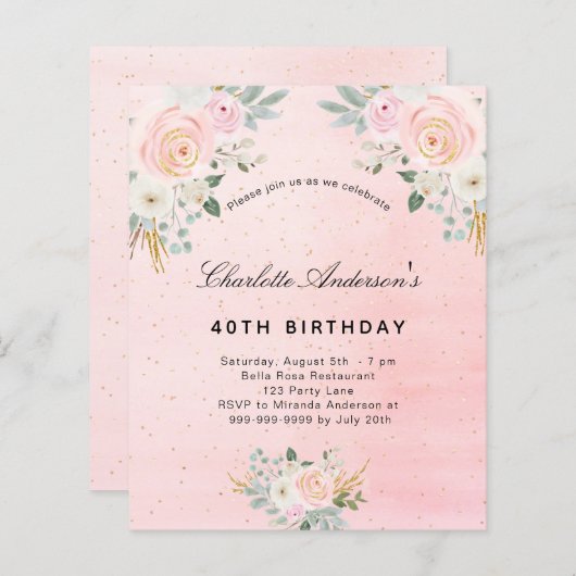 Geburtstag des Haushalts - Blütenrot (Vorne/Hinten)