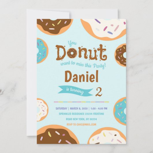 Geburtstag des Jungen - Donut-Party - Einladung (Vorderseite)