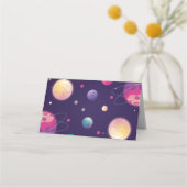 Geburtstag des Jungen - Weltraum - Zeltkarten Platzkarte (Rückseite)