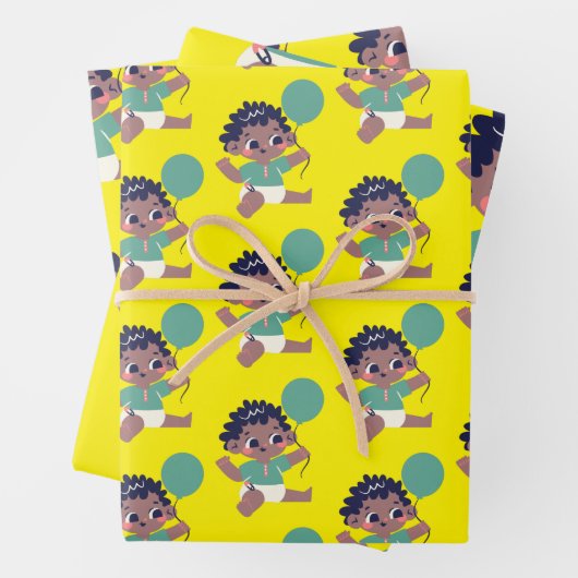 Geburtstag des Kindes (Afroamerikaner) Geschenkpapier Set (Beispiel)