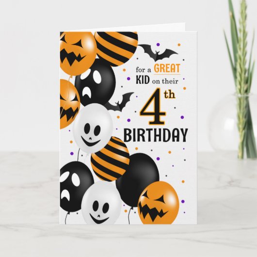 Geburtstag des Kindes auf Halloween Balloons Karte (Vorderseite)