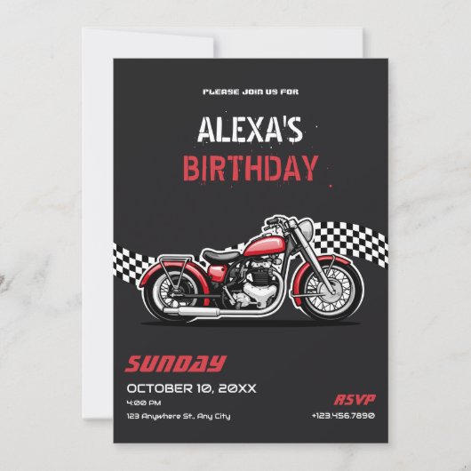 Geburtstag des klassischen Motorrades Einladung (Vorderseite)