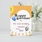 Geburtstag des Lehrers Karte (Stehend Vorderseite)
