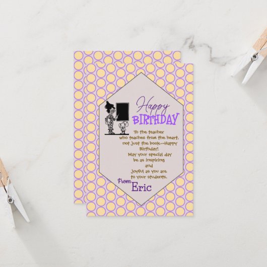 Geburtstag des Lehrers Karte (Vorderseite/Rückseite Beispiel)