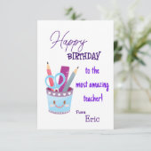 Geburtstag des Lehrers Karte (Stehend Vorderseite)