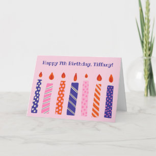 Geburtstag des Mädchens 7. Geburtstag 7 Rosa, Lila Karte