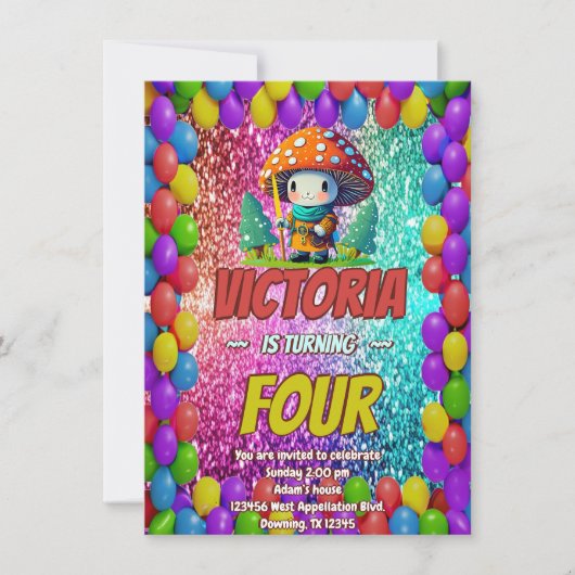 Geburtstag des Mushroom Guardian für Kinder Einladung (Vorderseite)