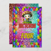 Geburtstag des Mushroom Guardian für Kinder Einladung (Vorne/Hinten)