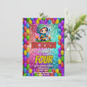 Geburtstag des Mushroom Guardian für Kinder Einladung (Stehend Vorderseite)