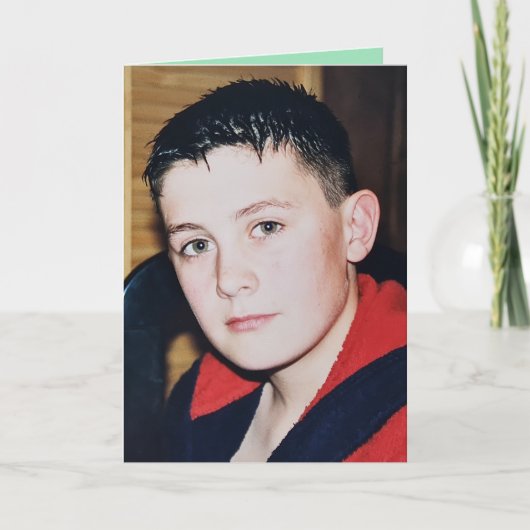 Geburtstag des Neffen-Grün-Fotos Karte (Vorderseite)