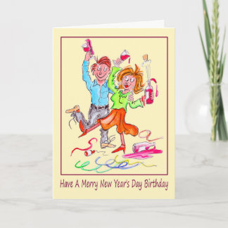 Geburtstag des Neujahrstags Cartoon der Paarfeiern Feiertagskarte
