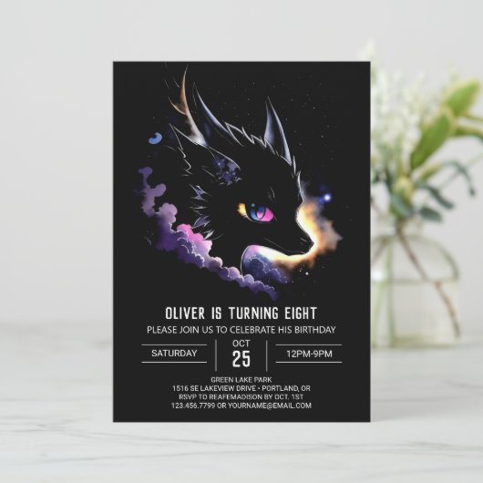 Geburtstag des niedlichen Drachen Einladung (Stehend Vorderseite)