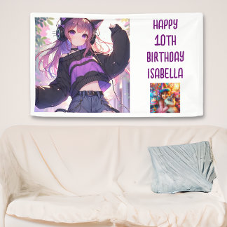 Geburtstag des personalisierten Anime Themed Girl Banner