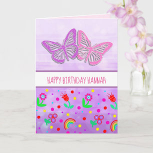 Geburtstag des personalisierten Butterfly Girl's H Karte