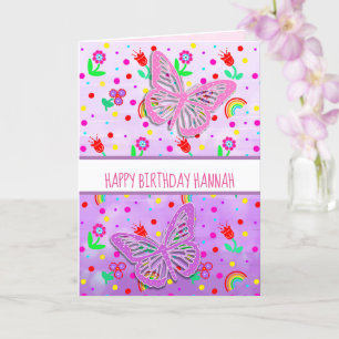 Geburtstag des personalisierten Butterfly Girl's H Karte