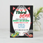 Geburtstag des Rennwagens des dritten Gears Einladung (Stehend Vorderseite)