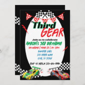 Geburtstag des Rennwagens des dritten Gears Einladung (Vorne/Hinten)