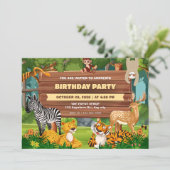 Geburtstag des Safari Zoo Einladung (Stehend Vorderseite)
