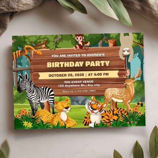 Geburtstag des Safari Zoo Einladung