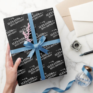 Geburtstag des Schwarzen und Weißen Namens Geschenkpapier