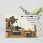 Geburtstag des Soldaten Einladung (Stehend Vorderseite)