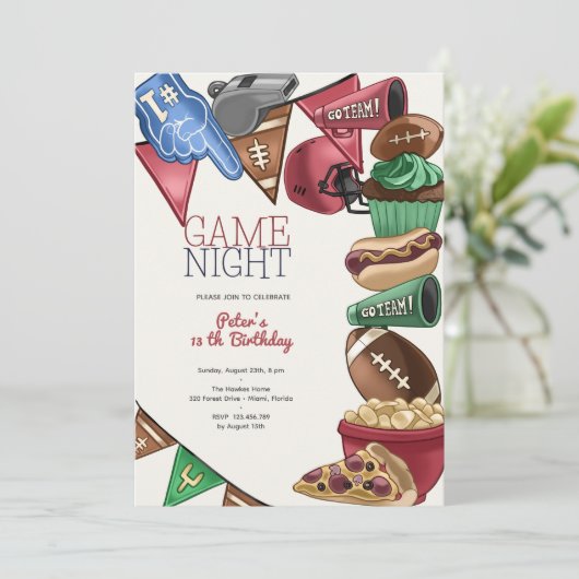 Geburtstag des Spielabends Einladung (Stehend Vorderseite)