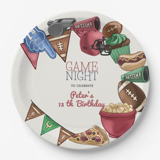 Geburtstag des Spielabends Pappteller (Vorderseite)