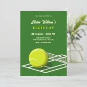 Geburtstag des Tennisplatzes Einladung (Stehend Vorderseite)