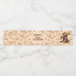 Geburtstag des wilden Westcowboy Wasserflaschenetikett