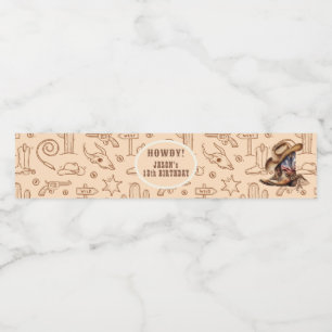 Geburtstag des wilden Westcowboy Wasserflaschenetikett
