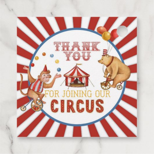 Geburtstag des Zirkustiers oder Kinderdusche Geschenkanhänger (Rückseite)