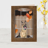 GEBURTSTAG - Deutscher Hirte - Ballons Karte (Gelbe Blume)