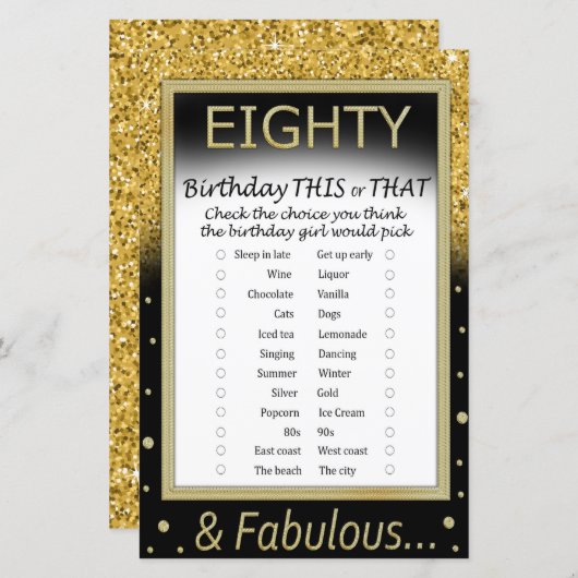 Geburtstag dieses oder jenes Spiel (Vorne/Hinten)