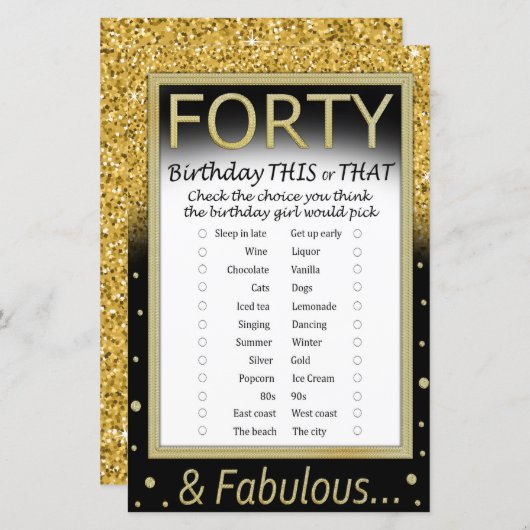 Geburtstag dieses oder jenes Spiel (Vorne/Hinten)