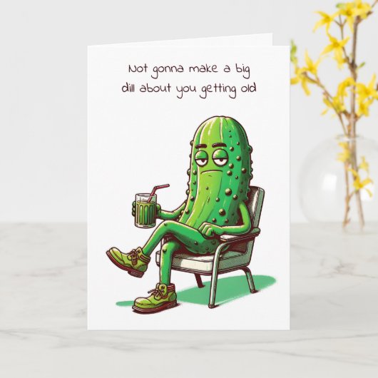 Geburtstag Dill Pickle im Stuhl Karte (Gelbe Blume)